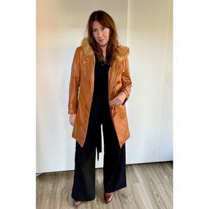 1970s Leather Jacket, Size M, Fur Hood, Lantrelle Canada,